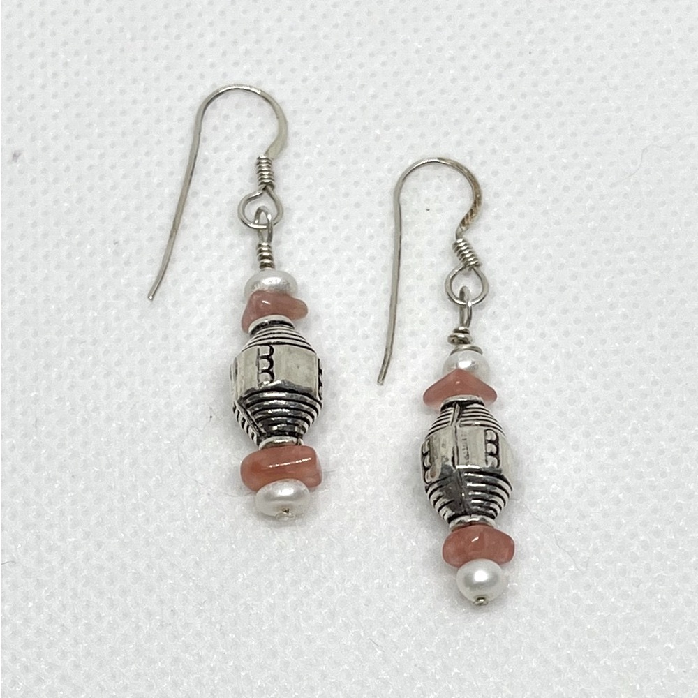 Artist Made Sterling Silver and Pearl Earrings